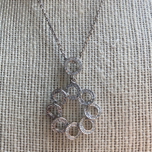 Circles Pave Silver NECKLACE NWT - Picture 6 of 9